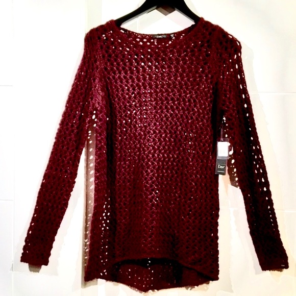 Rock & Republic by Dex Crocheted Sweater- Maroon - Picture 5 of 6